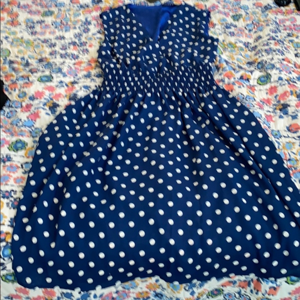 Ouges Polkadot white and blue dress